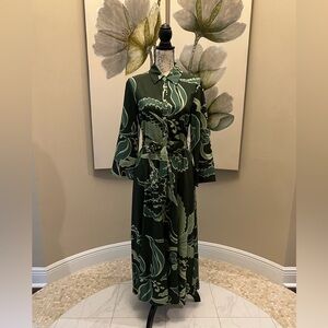 NWT Zara Green Botanical Print Maxi Shirt Dress - Size M
